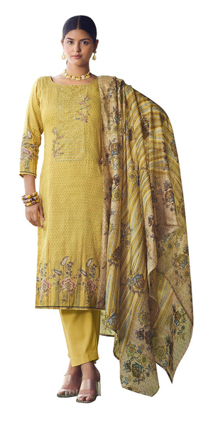DRAVINAM Trends Women Unstitched Pakistani Print Embroidered Cotton Salwar Suit Dress Materials With Cotton Dupatta