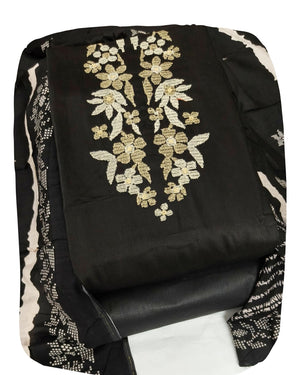 DRAVINAM Trends Women's Pure Cotton Embroidered Unstitched Dress Material with Printed Muslin Dupatta