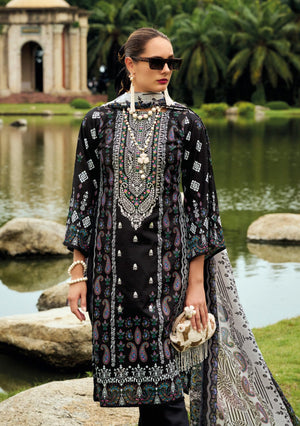 DRAVINAM Trends Kurti 2.50 mtrs, Pure Cotton (3 mtrs apx), Pure MAL MAL Cotton Dupatta Digital Print|Black 1