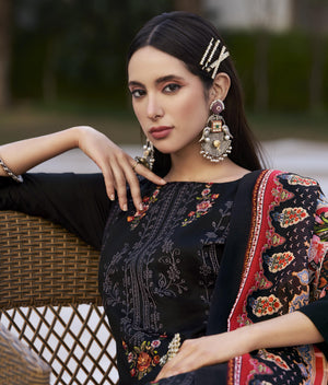 DRAVINAM Trends Women's Unstitched Jam Cotton Embroidered Suit Material - Jam Cotton Heavy Embroidered Cutwork Shirt II Rayon Bottoms II Cotton Printed Dupatta