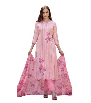 DRAVINAM Trends Women's Pure Cotton Printed Dress Material Salwar Suit with Unstitched Bottoms and Cotton Dupatta