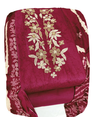 DRAVINAM Trends Women's Pure Cotton Embroidered Unstitched Dress Material with Printed Muslin Dupatta