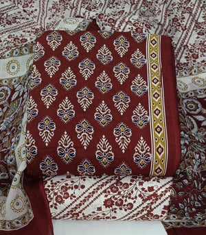 DRAVINAM Trends Jaipuri Print Cambric Cotton Unstitched Salwar Suit Dress Material for Women with Mulmul Cotton Dupatta