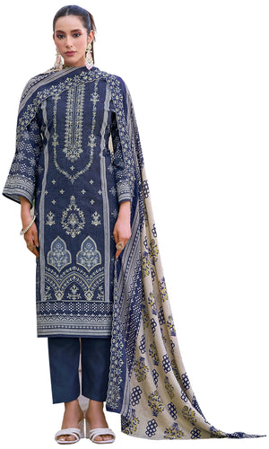 DRAVINAM Trends Women's Unstitched Premium Pure Cotton Heavy Embroidered Suit Dress Material