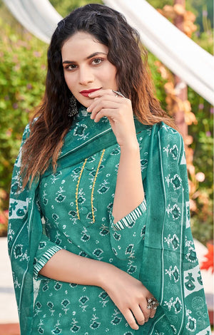 DRAVINAM Trends Women's Pure Cotton Batik Printed Unstitiched Salwar Suit Dress Material with Cotton Printed Dupatta (Peach Pink)