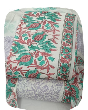 DRAVINAM Trends Hand Block Dabu Print Indigo Cambric Unstitched Cotton Suit Dress Material for Women with Mulmul Cotton Hand Printed Dupatta