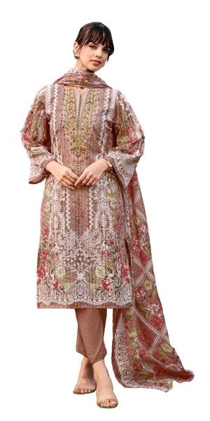 DRAVINAM Trends Women's Unstitched Pure Cotton Suit Dress Material with Heavy Lining Embroidered | Stylish Pure Cotton Print Dupatta & Solid Bottoms