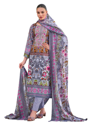 DRAVINAM Trends Women's Unstitched Salwar Suit Dress Material - Cotton Digital Printed Organza Embroidered Kameez II Unstitch Bottoms II Cotton Dupatta