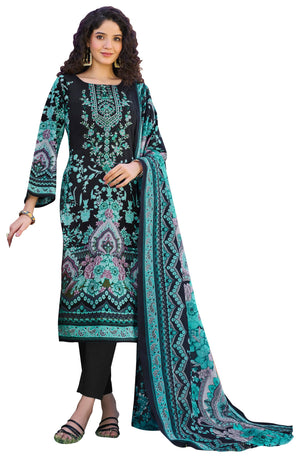 DRAVINAM Trends Pure Cotton Digital Print Pakistani Embroidered Suit Dress Material with Unstitched Bottoms and Cotton Dupatta