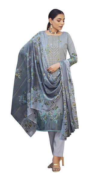 DRAVINAM Trends Women Unstitched Pakistani Print Embroidered Cotton Salwar Suit Dress Materials With Cotton Dupatta