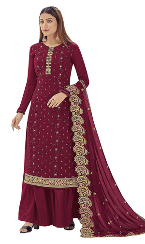 DRAVINAM Trends Women’s Faux Georgette Sequence Embroidered Unstitched Salwar Suit Dress Material with Heavy Pitta work and heavy cutwork embroidered Dupatta (Green)