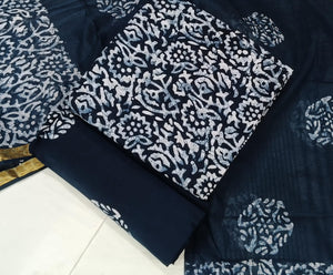 DRAVINAM Trends Unstitched Jaipuri Handmade Wax Batik Print Soft Cotton Dress Material with Dupatta