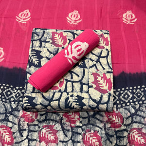 DRAVINAM Trends Unstitched Jaipuri Handmade Multicolour Wax Batik Print Soft Cotton Dress Material with Dupatta