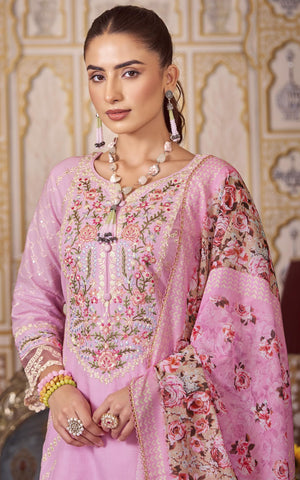 DRAVINAM Trends Women's Exquisite Unstitched Viscose Cambric Lawn Cotton Suit Dress Material with Embroidered Daman & Sleeves | Stylish Pure Cotton Digital Print Dupatta & Solid Bottoms