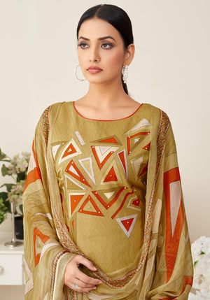 DRAVINAM Trends Kurti 2.50 mtrs,Viscose Reyon Dyed (2.7 m),Viscose German Half Pure Designer Print Dupatta (2.25 m)|Green