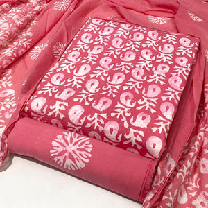 DRAVINAM Trends Unstitched Jaipuri Handmade Wax Batik Print Soft Cotton Dress Material with Dupatta
