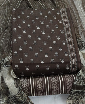 DRAVINAM Trends Jaipuri Printed Pure Cambric Unstitched Cotton Suit Dress Material with Kota Doriya Printed Dupatta