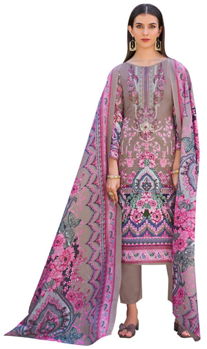 DRAVINAM Trends Pure Cotton Digital Print Pakistani Embroidered Suit Dress Material with Unstitched Bottoms and Cotton Dupatta