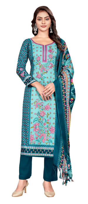 DRAVINAM Trends Women's Pakistani Printed Pashmina Wool Unstitch Salwar Suit Dress Material with Pashmina Printed Shawl Dupatta