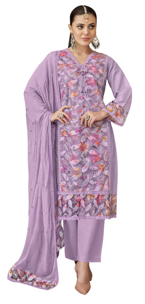 DRAVINAM Trends Women's Unstitched Cotton Embroidered Suit Material -Jam Cotton Embroidered Shirt II Cotton Bottoms II Chiffon Ptinted Dupatta