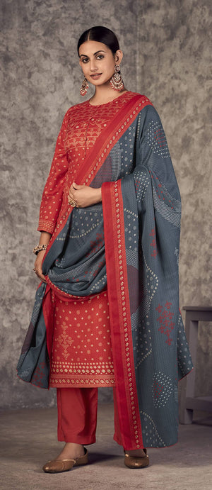DRAVINAM Trends Women's Woven Unstitched digital foil Print Woollen Pashmina Salwar Suit Dress Material with Pashmina Printed Shawl Dupatta (Free Size_Green)
