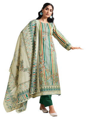DRAVINAM Trends Unstitched Women Suit Material – Viscose Cotton Digital Printed Embroidered Kameez, Cambric Cotton Plain Bottoms and Printed Dupatta