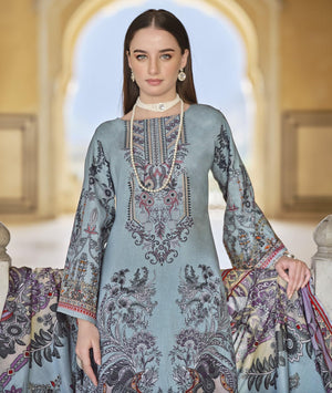 DRAVINAM Trends Women's Unstitched Pakistani Print Embroidered Cotton Salwar Suit Dress Materials with Cotton Printed Dupatta