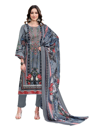 DRAVINAM Trends Women's Unstitched Salwar Suit Dress Material - Cotton Digital Printed Organza Embroidered Kameez II Unstitch Bottoms II Cotton Dupatta