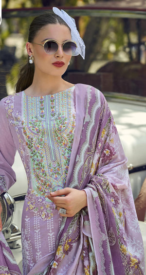 DRAVINAM Trends Kurti 2.50 mtrs, Pure Cotton (3 mtrs apx), Pure MAL MAL Cotton Dupatta Digital Print|Light Grey
