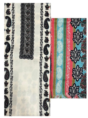 Women's Kashmiri Printed Pashmina Unstitch Salwar Suit Set – Includes 2.5 m Kameez, Heavy Spun Plain Bottom Fabric (Salwar, Pants, Dhoti, Palazzo, Chudidar Options), & 2.25 m Printed Shawl/Dupatta