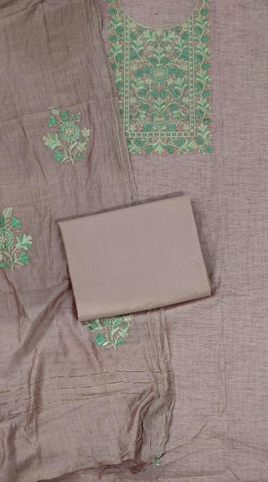 DRAVINAM Trends Embroidered Premium Cotton Unstitched Suit Dress Material for Women with Soft Silk Embroidered Dupatta