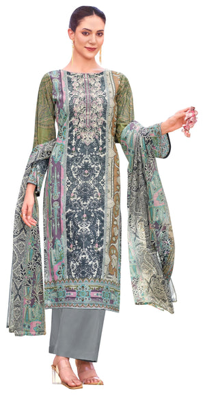 DRAVINAM Trends Women's Unstitched Salwar Suit Dress Material - Cotton Digital Printed Organza Embroidered Kameez II Unstitch Bottoms II Cotton Dupatta