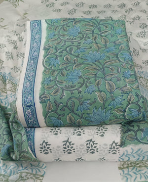 DRAVINAM Trends Hand Block Print Jaipuri Cambric Unstitched Cotton Suit Dress Material for Women with Mulmul Cotton Hand Printed Dupatta