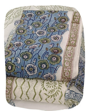 DRAVINAM Trends Hand Block Print Cambric Cotton Unstitched Salwar Suit Set for Women with Pure Chiffon Hand Printed Dupatta