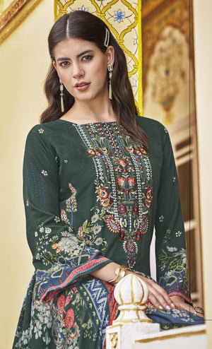 DRAVINAM Trends Unstitched Pakistani Embroidered Pure Rayon Salwar Suit Dress Materials with Cotton Dupatta