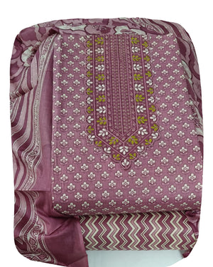 DRAVINAM Trends Women's Printed Embroidered and Hand Work Premium Cotton Jaipuri Unstitched Salwar Suit Dress Material with Mulmul Cotton Dupatta