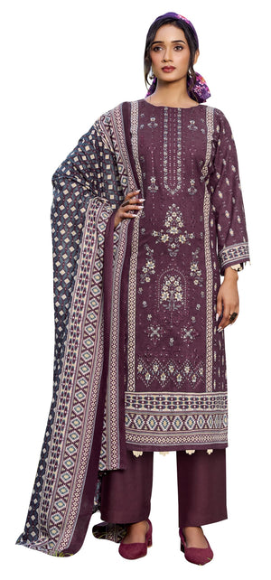 DRAVINAM Trends Unstitched Karachi Lawn Cotton Pakistani Digital Printed Embroidered Suit Dress Material with Unstitched Bottoms and Cotton Dupatta