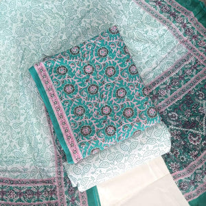 DRAVINAM Trends Jaipuri Print Cambric Cotton Unstitched Salwar Suit Dress Material for Women with Mulmul Cotton Dupatta