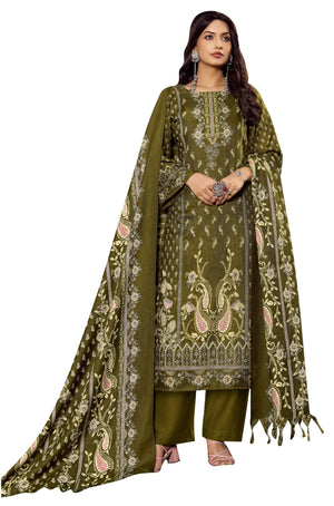 DRAVINAM Trends Women's Unstitched Winter Wear Woollen Pashmina Salwar Suit Dress Material with Pashmina Printed Shawl Dupatta