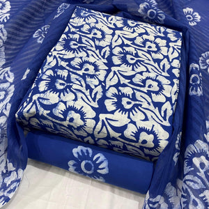 DRAVINAM Trends Unstitched Jaipuri Handmade Wax Batik Print Soft Cotton Dress Material with Dupatta