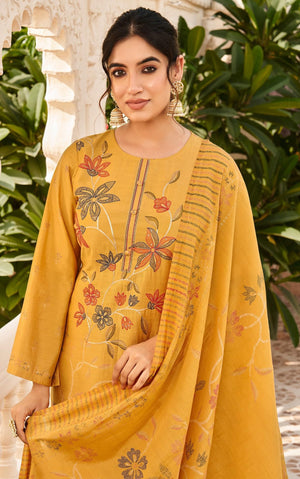 DRAVINAM Trends Women's Unstitched Salwar Suit Dress Material Pure Viscose Maslin Digital Print Embroidered Kameez Plain Unstitched Bottoms and Maslin Digital print Dupatta