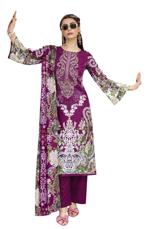 DRAVINAM Trends Women's Pakistani Print Embroidered Unstitcehd Pure Rayon Salwar Suit Dress Materials with Cotton Printed Dupatta