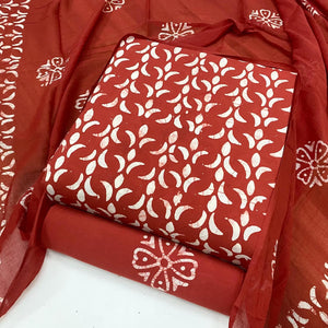 DRAVINAM Trends Unstitched Jaipuri Handmade Wax Batik Print Soft Cotton Dress Material with Dupatta