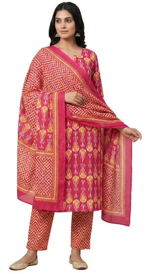 DRAVINAM Trends Jaipuri Print Cambric Cotton Unstitched Salwar Suit Dress Material for Women with Mulmul Cotton Dupatta