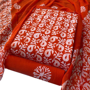 DRAVINAM Trends Unstitched Jaipuri Handmade Wax Batik Print Soft Cotton Dress Material with Dupatta