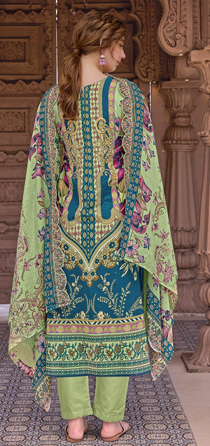 DRAVINAM Trends Women's Unstitched Pakistani Digital Print Embroidered Pure Cotton Salwar Suit Dress Materials with Cotton Embroidered Cutwork Dupatta