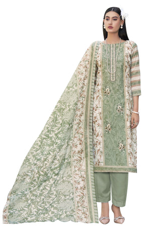 DRAVINAM Trends Women's Unstitched Salwar Suit Dress Material - Cotton Digital Printed Organza Embroidered Kameez II Unstitch Bottoms II Cotton Dupatta