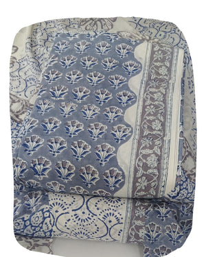 DRAVINAM Trends Hand Block Print Jaipuri Cambric Unstitched Cotton Suit Dress Material for Women with Mulmul Cotton Hand Printed Dupatta