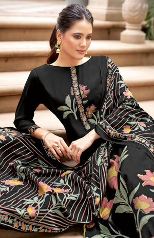 DRAVINAM Trends Women's Unstitched Salwar Suit Dress Material Modal Silk Discharge Foil Print Embroidered Kameez Plain Unstitched Bottoms and Modal Silk Discharge Foil Print Dupatta