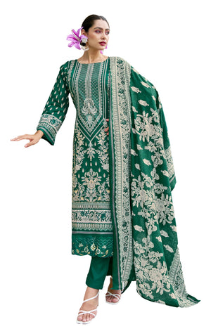 DRAVINAM Trends Unstitched Suit Material โ Pure Cotton Digital Prints Daman Organza Embroidery Kameez, Cotton Bottoms and Dupatta
